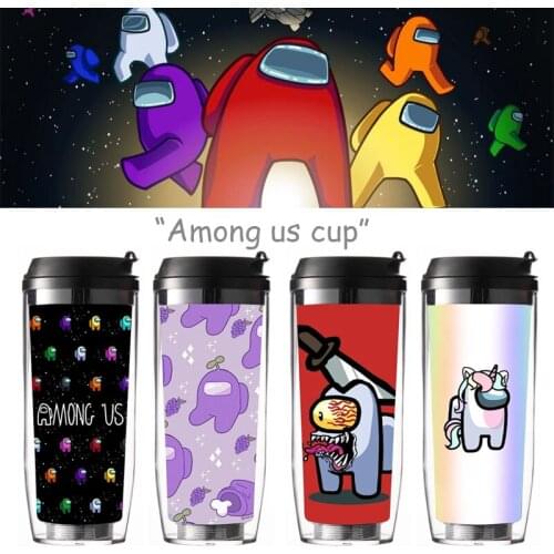500ml Among Us Game Surrounding Water Bottle Cartoon Portable Cup Outdoor Sports Double-layer Plastic Cup Student Girl Boy cup