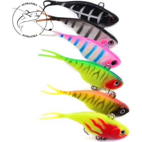 6pcs/lot Artificial Trolling Fishing Lures Wobbler Baits With 6# Hook 68mm/9g VIB Crankbait Sinking Sea Fishing Jerkbait Pesca