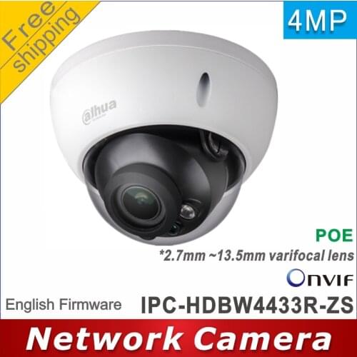 Free shipping Dahua network 4MP network ip camera Dome POE cctv camera 2.7~12mm lens IPC-HDBW4433R-ZS replace IPC-HDBW2431R-ZS