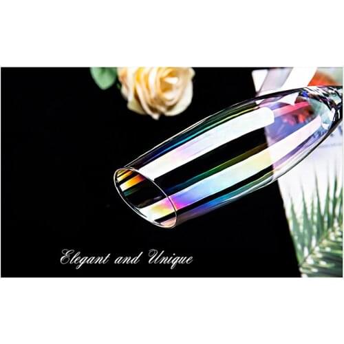 Champagne Glass Wine Glasses Colorful Bevel Rainbow 2pcs Goblet