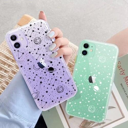 Phone Case Starry Sky Constellation Pattern Clear For iPhone 11 12 Pro Max X XR XS Max 7 8 6 6s Plus 12Mini SE20 Soft Back Cover