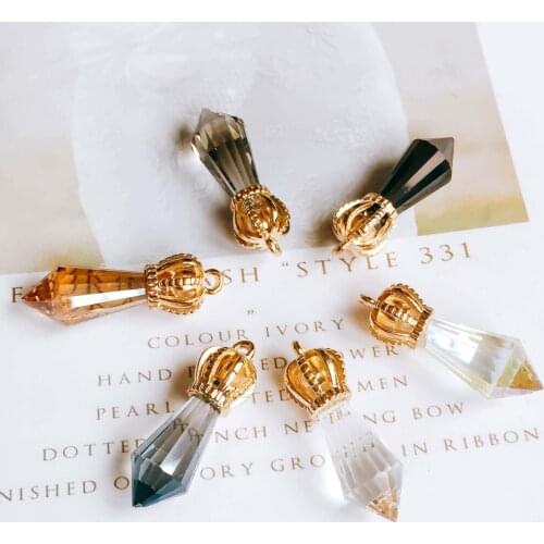 Faceted Water Drop Crystal Rhinestone Necklace Crown Pendants Ornament Accessories 40pcs Jewelry DIY Floating Charms 32*10mm