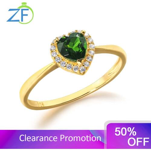 Engagement Accessories Luxury Custom 925 Sterling Silver Natural Chrome Diopside Heart ring women