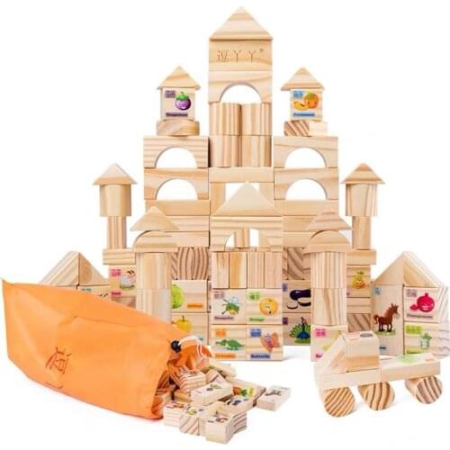 Blocks Toys Intellectual Power Development Baby Boys and Girls Large Particle Wooden Assembled Baby Child Early Education