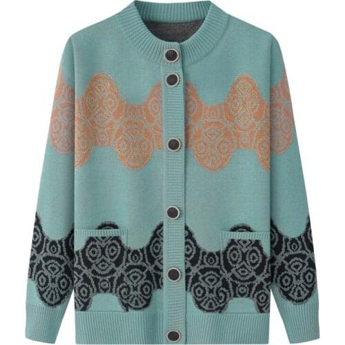 News Womens Wear Sweater Cardigan Middle Aged And Elderly Female Autumn Winter Loose Coat Tops Mom Clothes Grandma Popular