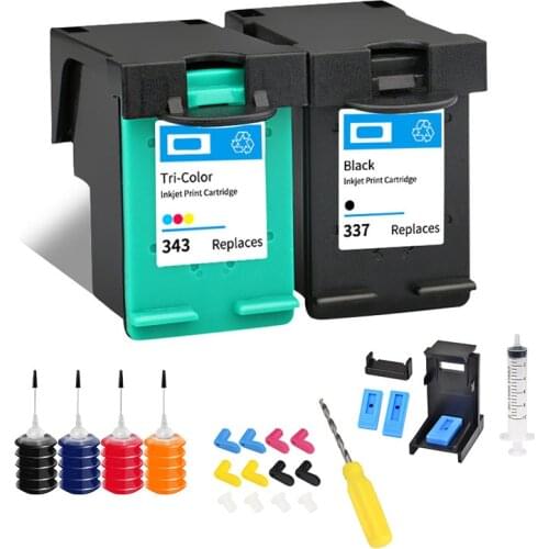 NEW Compatible for HP343 337 Ink Cartridge for HP Photosmart 2575 8050 C4180 D5160 Deskjet 6940 D416 printer cartridges kit tool