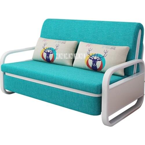 KFLL8868 Collapsible Economy Dual-use 1.5 m Sofa Single Bed Storage Removable Washable Assembly Cotton Linen Metal Frame