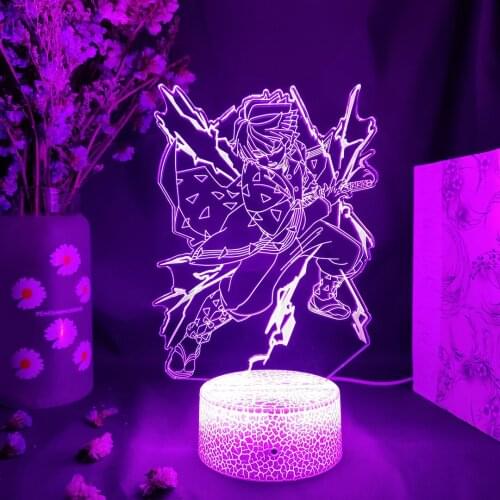 Kimetsu No Yaiba LED Night Light Anime Demon Slayer Lamp for Bedroom Decor Kid Child Birthday Gift Manga Figure Agatsuma Zenitsu