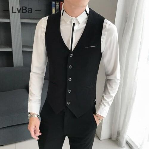 Suit vest men black formal business mens waitscoat korean slim fit man dress vest classical grooms wedding vest calual male