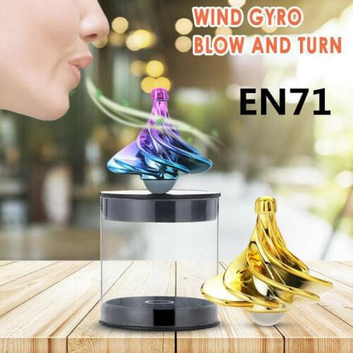 Colorful Wind Blowing Spinning Top Pneumatic Gyro Decompression Toy Gyro Wind Blow Turn Airflow Gyro Decompression Toys Gifts