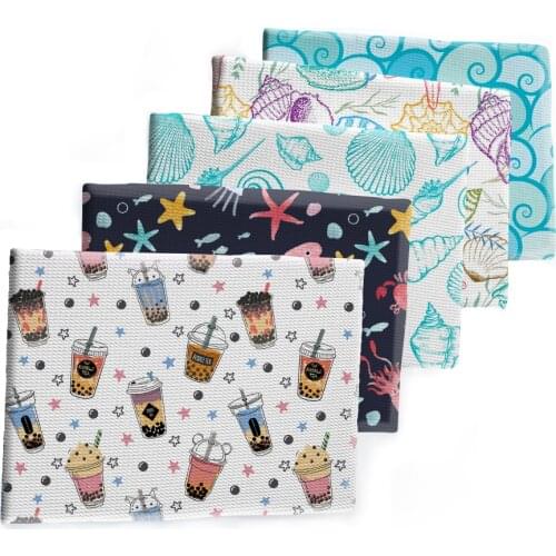 Summer Series Ocean / Drinks Pattern Printed Bullet Textured Liverpool Patchwork Tissue Kids home textile 50*145cm