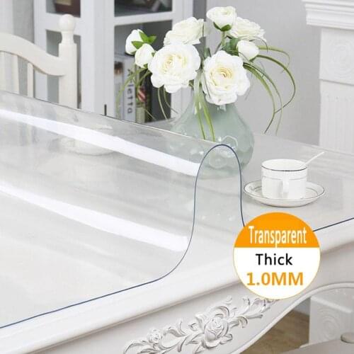Hot Waterproof PVC Soft Durable Clear Tablecloth Table Cover Mat Oil-resistant Desk Protectors Pad Home Decoration