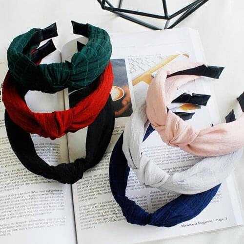 Fashion Cloth Broadside hair hoop accessories for Women Girl solid knot Twist Elastic Headband Hairband scrunchy headdress tiara