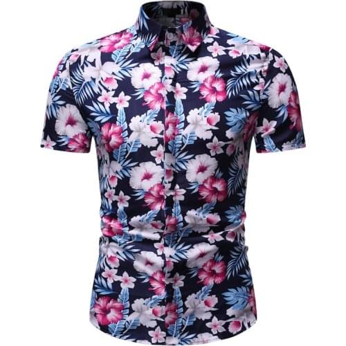 Mens brand new personalized fashion business casual short sleeve printed shirt Hawaiian shirt men shirt street wear