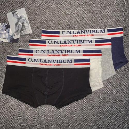 Underpants boxer shorts mens cotton comfortable personality breathable youth trend square shorts head