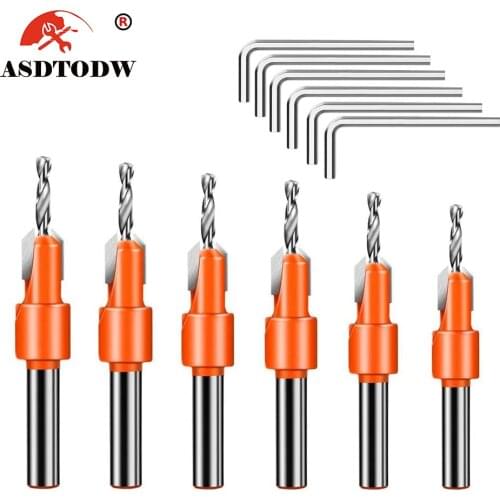 Wood Hole Countersink Drill Bit Set, Drill Bit Timber Wood Working Drill Bits for Wood Screw Cutter with Hex Key Wrench