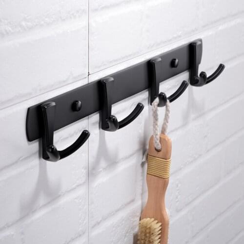 1/2/3/4/5/6 Holes Wall Mounted Black Forked Hooks Home Kitchen Wall Door Coats Clothes Towel Hat Row Hooks Robe Hooks Hanger