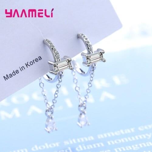 New Arrivals Earrings for Dating Appointment Accesories Fine 925 Sterling Silver Shining CZ Diamond Piercing Ear Brincos