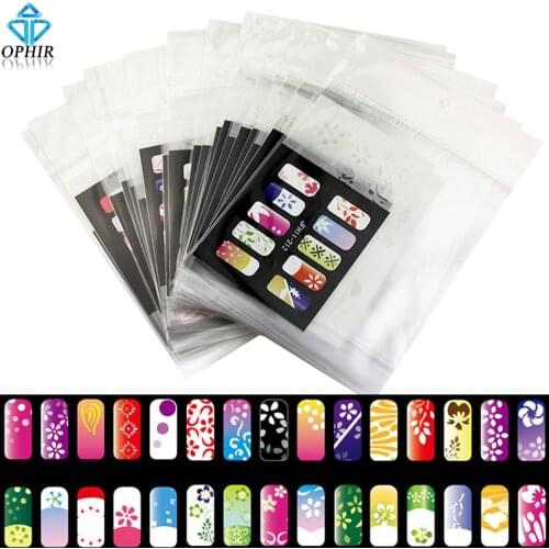 OPHIR 200 Designs Airbrush Nail Stencil Airbrushing Template Sheet Stencils for Airbrush Nail Art Paint Nail Tools _JFH8-JFH11
