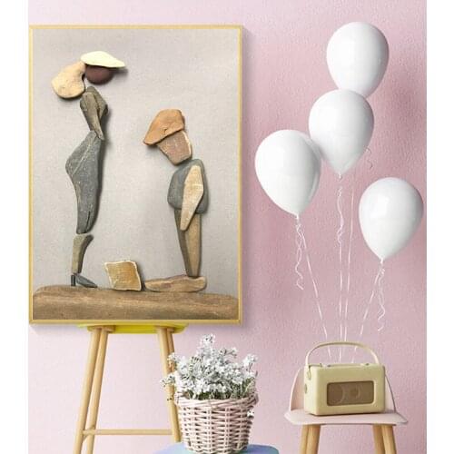 Nordic Stone Abstract Figure Art Decoration Parent-Child Time Canvas Paintings Home Decor For Living Room Home Wall Art