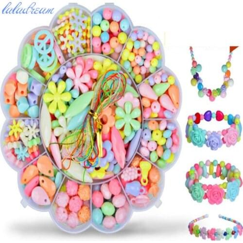 Box-packed Plastic beads Educational toys Jewelry Making Beaded toys Acrylic Bead Kit Accessories DIY Bracelects Toys Kids Beads