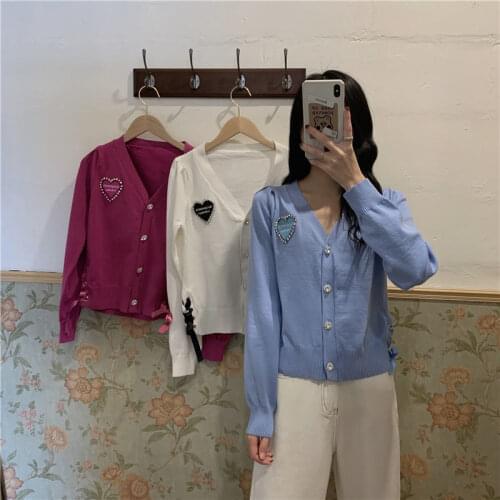 Lace-up Knitted Cardigan Coat Fashion Tops Long Sleeve