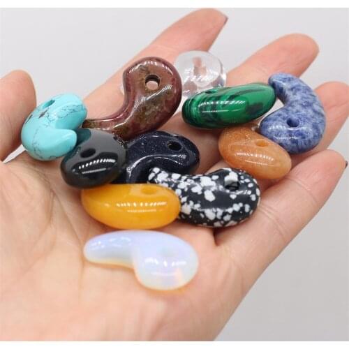 Natural Stone Gem Comma Pendant Handmade Crafts DIY Necklace Bracelet Earrings Jewelry Accessories Gift Making 18x30mm