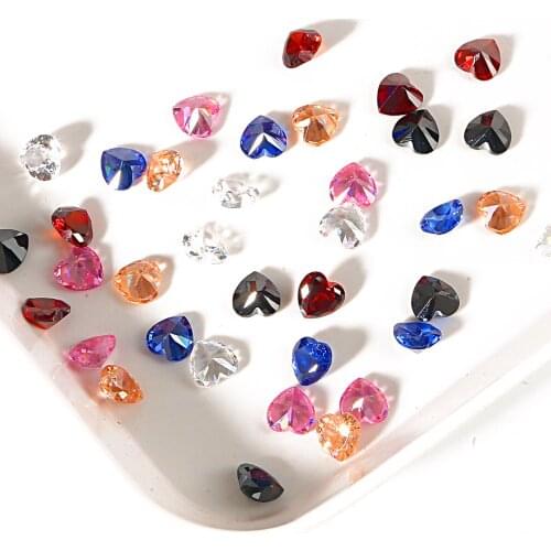 10Pcs/Lot 8mm Heart Shaped Gemstone Crystal Rhinestone Artificial Peach Heart Zircon For DIY Phone Shell/Garment Decor Accessory
