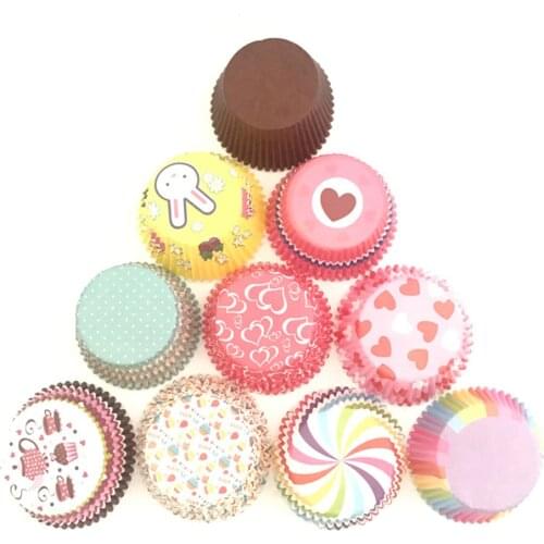 100PCS/Set color Cupcake Paper Cups Cake Forms Cupcake Liner Baking Muffin Box Cup Case Party Tray Cake Mold Decorating Tools