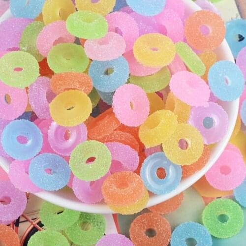 15pcs 15mm Heart Round Simulation Candy Flatback Resin Cabochon Fake Food DIY Phone Case Decoration Scrapbooking Accessories