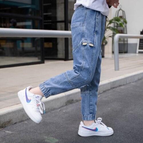 2021 New Kids Boys Jeans Fashion Clothes Classic Pants Denim Clothing Children Baby Boy Casual Bowboy Long Trousers 4-13 Years