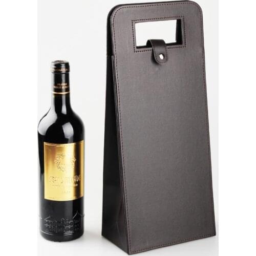 50pcs 4 Colors Luxury Portable PU Leather Double Red Wine Bottle Tote Bag Packaging Case Gift Storage Boxes With Handle SN220