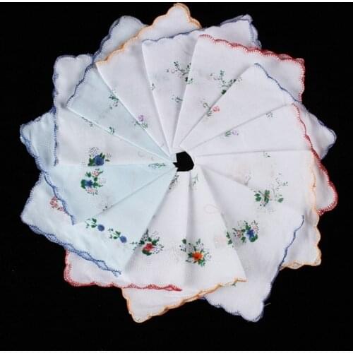 6Pcs/lot Floral Randomly Vintage Cotton Ladies Embroidered Lace Handkerchief Women Floral Hanky