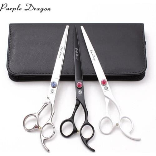 8" 22cm Purple Dragon Japan 440C Grooming For Dogs Cats Cutting Shears Animal Regular Scissors Professional Pets Scissors Z9102