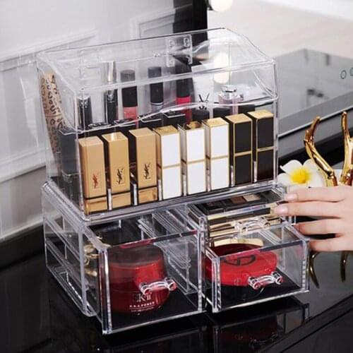 Acrylic transparent Makeup Organizer Storage Boxes Make Up Organizer Cosmetics Brush nail gel Organizer Storage Drawer Set