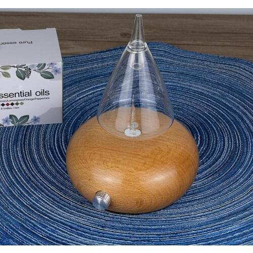 Aroma Air Purifier Wood and Glass Aromatherapy Diffuser Essential Oil Diffuser Mist Maker Fogger With 7 Colors LED Light