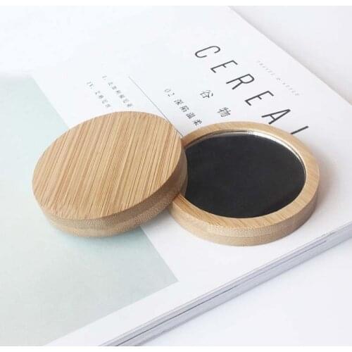 1pcs Bamboo Cosmetic Mirror Round Portable Mirror Makeup Mirror Student Portable Beauty Tool Travel Pocket Mirror Purse