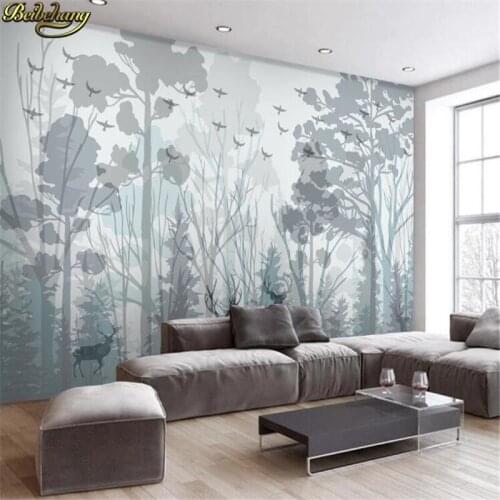 Beibehang custom Modern minimalist forest elk nordic landscape living room sofa bedroom background wallpaper for wall paper 3D