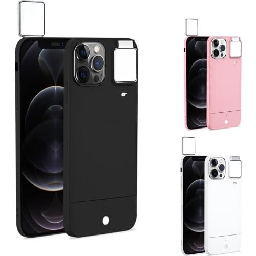 Selfie Ring Light Flash Case for iPhone 11 12 Pro X XS Max XR 7 8 Plus LED Illuminated Up Fill Light Full Body Protective case