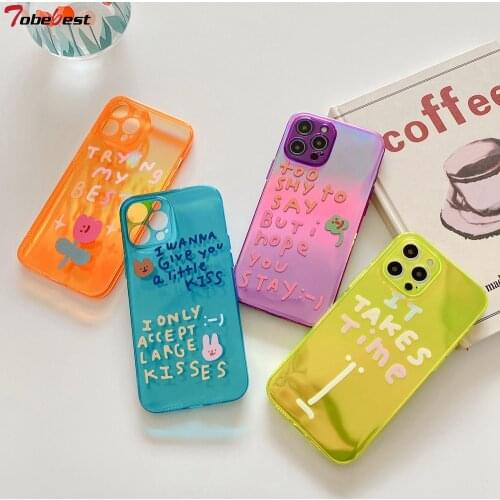 Tobebest Fluorescent Laser Clear Soft Phone Case for iPhone 12 Pro Max 11 Pro Max XR XS Max 7 8 Plus X 12mini SE 2020 Back Cover