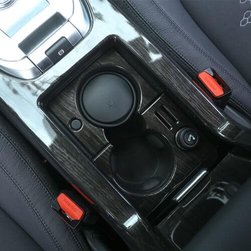 2 Pcs Black Wood Grain ABS For Land Rover Discovery Sport 2015 2016 2017 2018 Cup Holder Frame Cover Trim Car Accessory