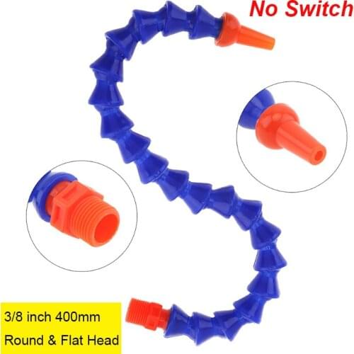 TORO 3/8 Inch 400mm Plastic Flexible Water Oil Cooling Tube with Round / Flat Head Nozzle for CNC Machine / Milling / Lathe