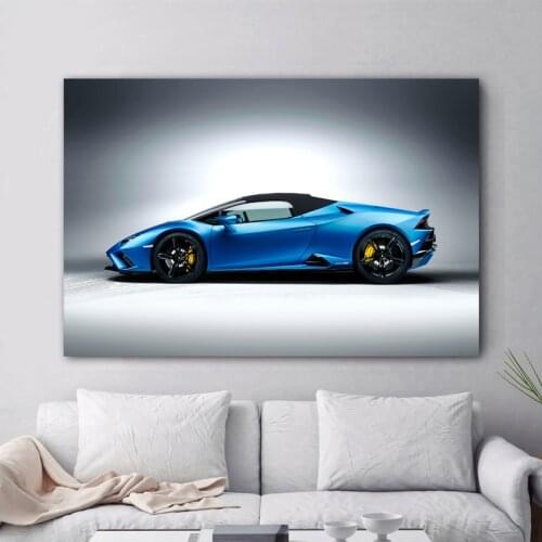 Huracan Evo Sport Car Supercar Blue Car Home Decor Posters Canvas Printed Wall Art Painting Living Room Decoration