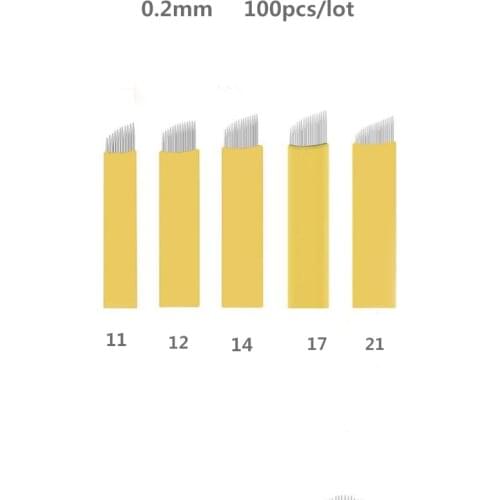 100Pcs 11 12 14 21pin Laminas Tebori Microblading Tattoo Needles Goochi Blade for 3D Embroidery Eyebrow Manual Pen Machine Cheap