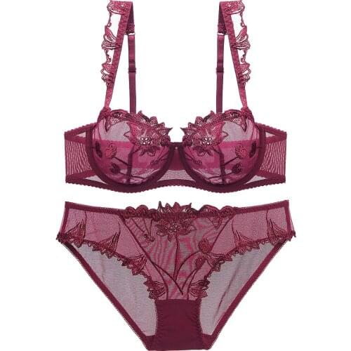 Fashion Ultra-Thin Comfortable Transparent Lace Womens Underwear Bra Set Lingere Set Lace Sexy Lingerie Underwear Women Set