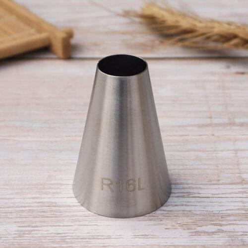 #R16L Round Piping Nozzles Pastry Tips Cake Cream Decorating Baking Tool Stainless Steel Cupcake Cookie Icing Tips DIY Macaroon
