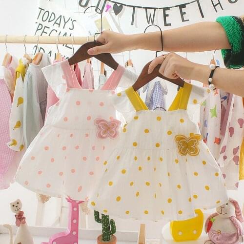 Summer Kids Baby Girls Dresses Infant Clothing Sleeveless Backless Bowknot Polka Dot Princess Dress Newborn Children Clothes