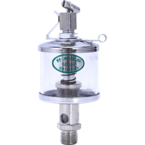TOP 50mL Engine Machine Lubricator Oil Gravity Drip Feed Oiler Clear+Silver