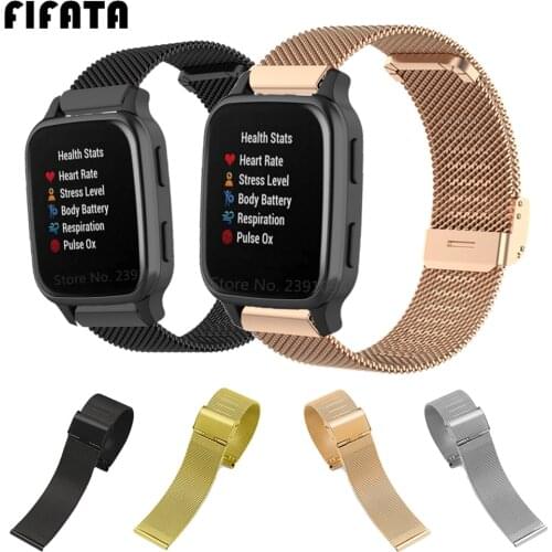 FIFATA Metal Watchbands For Garmin Venu SQ Bracelet For Forerunner 245 Vivoactive3 4 For Amazfit GTS 2/Mini Wrist Strap Correa