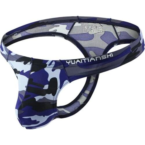 Sexy Underwear Camouflage Gay Men Briefs Underpants Nylon T-Back Boy Bikini Briefs Male Printed Panties Male Backless